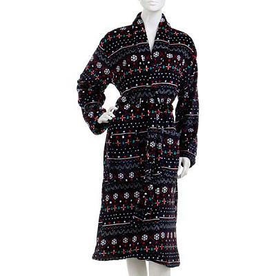 Халат женский La Nuit Снежинки XL фиолетовый с рисунком