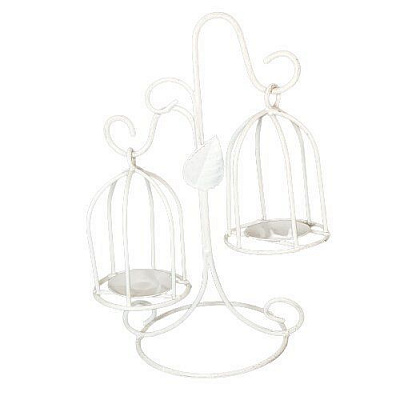 Підставка декоративна Клітка гойдалка 2 20х24x33 см білий