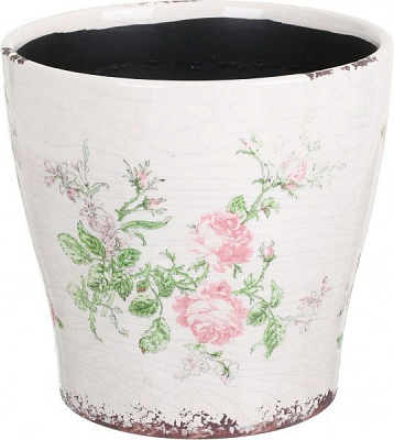 Кашпо керамічне Чайна троянда круглий (Y473-183/1-1) рожевий