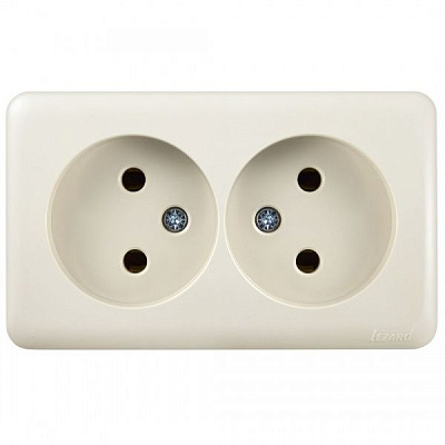 Розетка подвійна без заземлення Lezard Viola без шторок без кришки кремовий 751-0300-128В