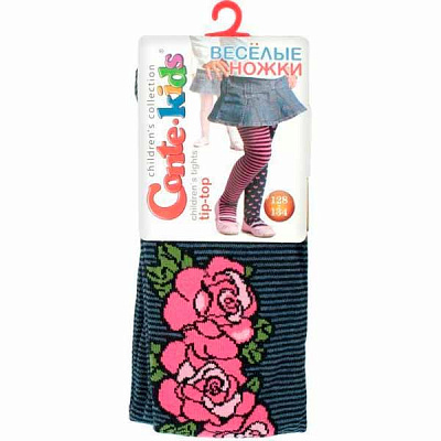 Колготки для дівчаток Conte-Kids CK TIP-TOP (веселі ніжки) 487 14С-79СП р.128-134 темний джинс