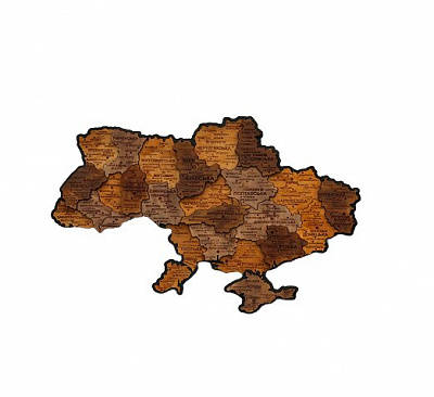 Панно декоративне Карта України 3D + подарункова коробка 64,6x92,5 см коричневий