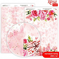 Бумага для дизайна двусторонняя матовая Valentine's Mood 1 21х29,7 см 5318081 Rosa Talent