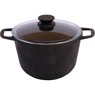 Кастрюля чугунная со стеклянной крышкой 6 л 0206С Biol