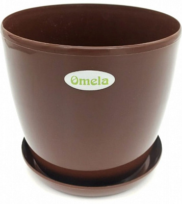 Горщик пластиковий Омела Глянець 2,2 л D 16 круглий шоколад
