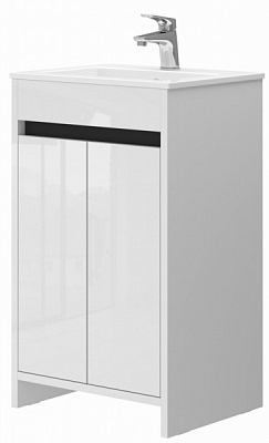 Тумба напольная ЮВЕНТА Lemgo - 50 на ножках белая с умывальником 