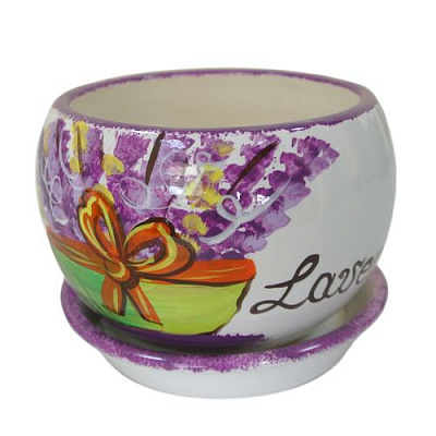 Горшок керамический Ориана-Запорожкерамика Шар круглый 9л лаванда/бежевый 