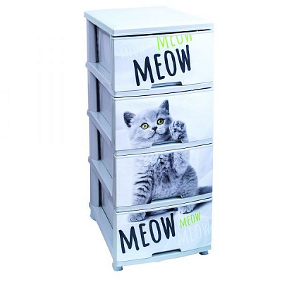 Комод универсальный Vivendi CAT на 4 ящика серый 940x450x390 мм