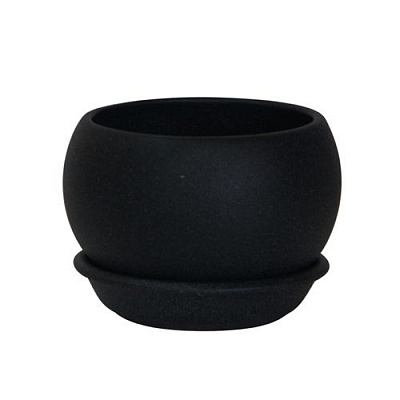 Горшок керамический Ориана-Запорожкерамика Шар крошка круглый 0,4 л черный 