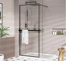 Стенка душевая Koller Pool AQWB70120С AQUA Walk-IN Black matt 1000x1950x(700-1200)