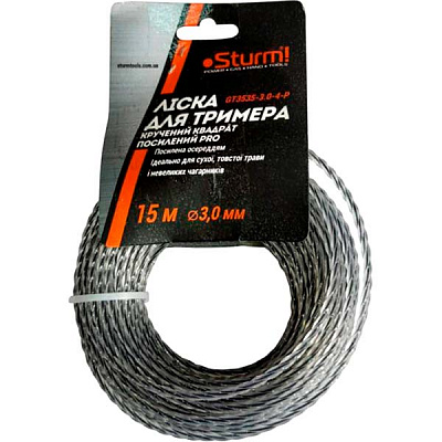 Леска для триммеров Sturm Professional GT3535-3.0-4-P 15 м витой квадрат с сердечником O3.0 мм