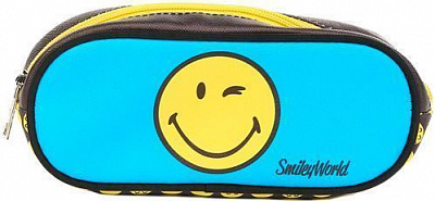 Пенал косметичка Лазурь Smiley голубой с рисунком
