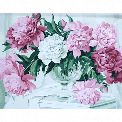 Раскраска по номерам Strateg Роскошные пионы 40х50 см GS057