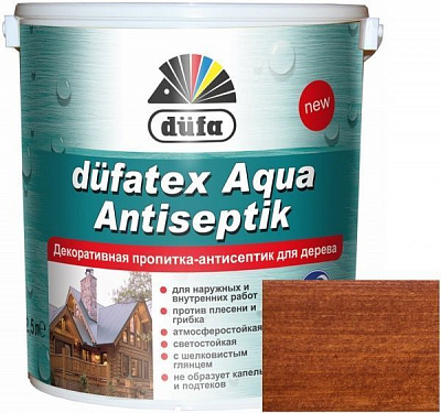 Пропитка Dufa dufatex Aqua Antiseptik каштан шелковистый глянец 2,5 л