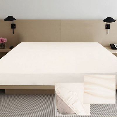 Простынь на резинке Дизайн 4 (сатин) 200x140 см молочный Ярослав 