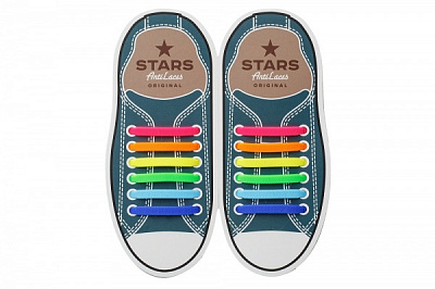 Шнурки силіконові AntiLaces Stars 56,5 мм 12 шт. різнокольоровий