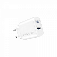 Сетевое зарядное устройство Promate BiPlug-2 17Вт USB-C+USB-A 