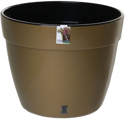 Горшок пластиковый Santino Асти круглый 12л золотистый/черный 