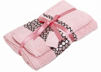 Набор полотенец Rhomb 50х90+70х140 450г/м2 розовый Begenal 