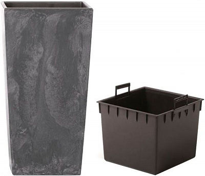 Горщик для квітів Prosperplast Urbi Square Effect 400мм з вкладишем квадратний 120л антрацит (66435-433)
