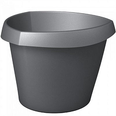 Кашпо пластиковое Scheurich Trigon 30 треугольный 8 л серый/металлик 