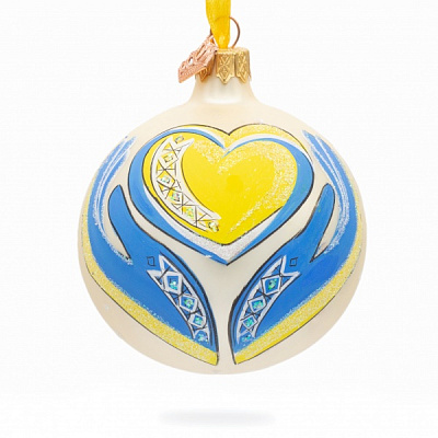 Ялинкова іграшка Я люблю Україну 80 мм з малюнком К-1646-80