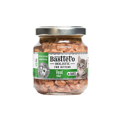 Корм вологий для кошенят Basttet`o Holistic, шматочки філе телятини в соусі, скло 130 г