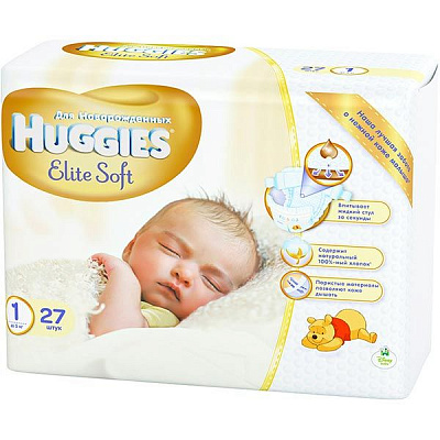 Подгузники Huggies Elite Soft 1 0-5 кг 27 шт