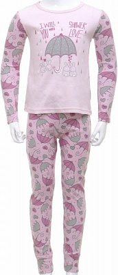Піжама для дівчаток Фламінго Парасольки р.98 рожевий з малюнком 245-222-29
