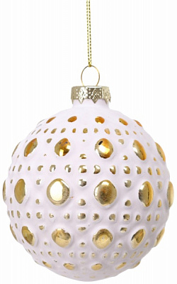 Елочная игрушка в форме шара золотая стеклянная 8 см 8 мм золотой ABT316430