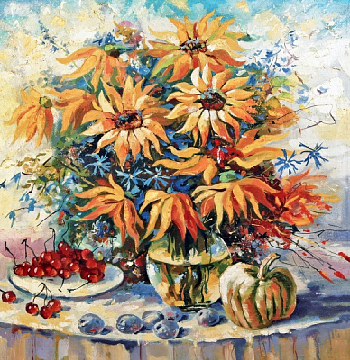 Репродукция Подсолнухи натюрморт 50x50 см Арт Фемелі 