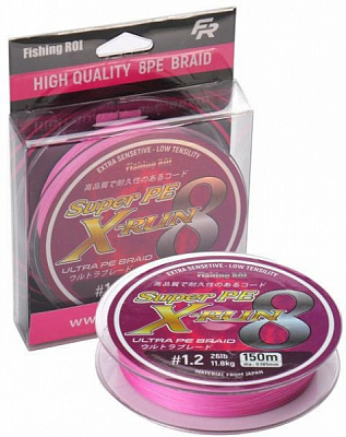 Шнур Fishing ROI X-Run 8PE 150м 0,2мм 13,6кг плетений pink 721-05-200