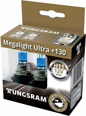 Лампа галогенна 53110XNU Megalight Ultra +130% H11 H11 PGJ19-2 12В 55 Вт 2 шт.