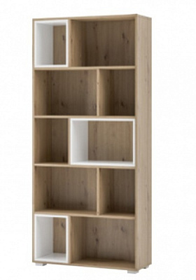 Стеллаж Світ Меблів со вставками Тони дуб артизан/белый 