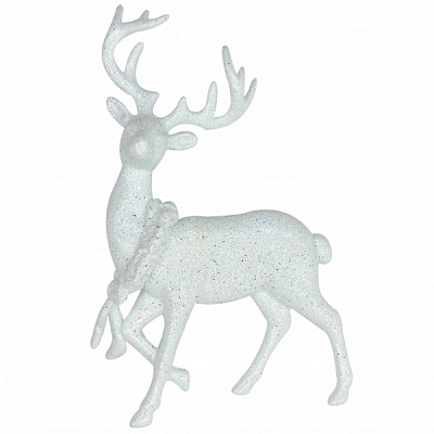 Елочная игрушка Олень 3Д 12x8x2 см белый