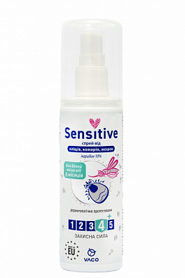 Спрей VACO от комаров, клещей и мошек Sensitive с Icaridin 10% для детей от 6 месяцев 80мл 