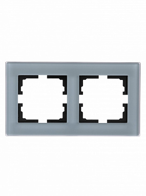 Рамка двухместная Lezard Vesna горизонтальная матовый серо-голубой 742-M7080-147