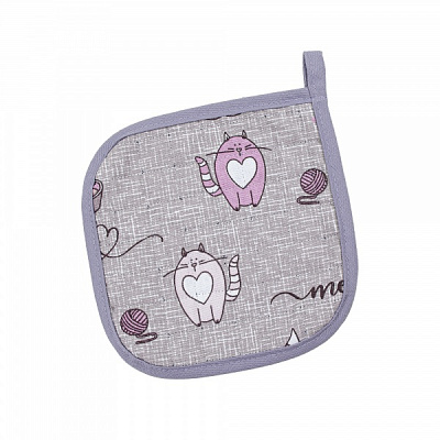 Прихватка Кіт на кухні 20x20 см сіро-бузковий Homeline