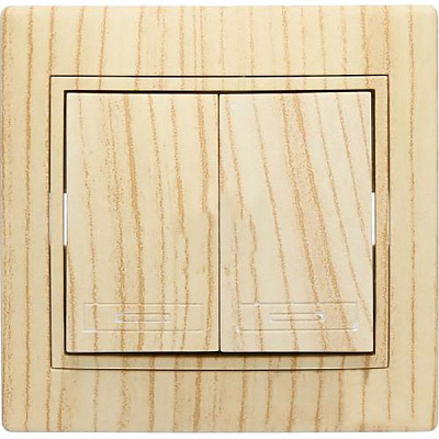 Выключатель двухклавишный Lezard Mira без подсветки 10 А 250В дуб беленый матовый 701-5252-101