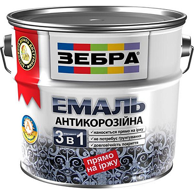 Эмаль Зебра антикоррозионная белая глянець 0.75 л