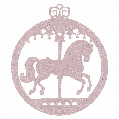 Украшение новогоднее MIS LT Лошадка-карусель 12 см розовый