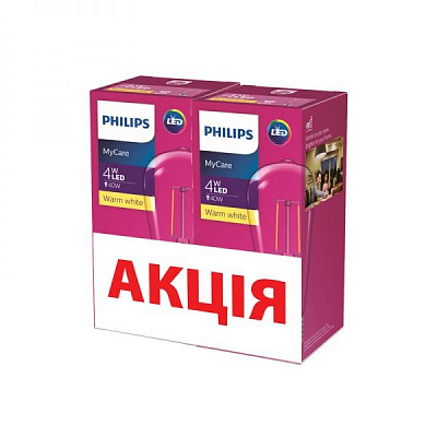 Лампа светодиодная Philips LEDClassic 2 шт./уп. 4 Вт ST64 прозрачная E27 220 В 3000 К 929001974908/2 