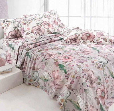 Комплект постільної білизни Infinity сімейний білий із рожевим Gabel