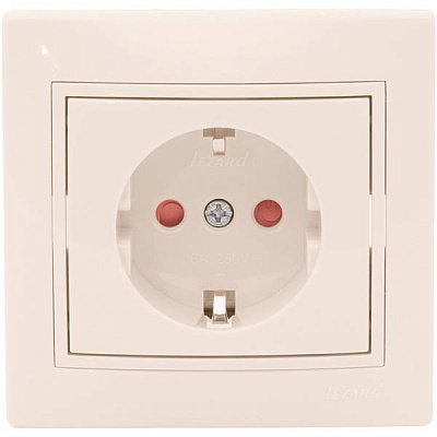 Розетка с заземлением Lezard Mira 16 А 250 В со шторками кремовый