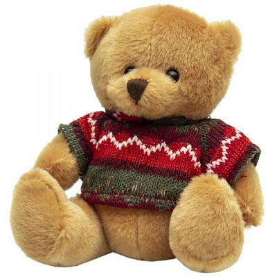 Мягкая игрушка Девилон Медвежонок в свитере золотистый 15 см 395032