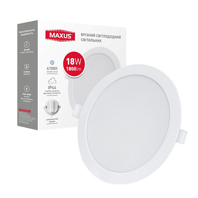 Світильник адміністративний LED Maxus 18 Вт IP44 білий матовий 1-RDL-1841-IP
