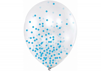 Кульки повітряні Maxi з конфетті білий із блакитним 6 шт.