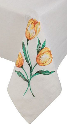 Скатерть «Тюльпаны желтые» 1083-18/00 140x180 см льняной Эдельвика 