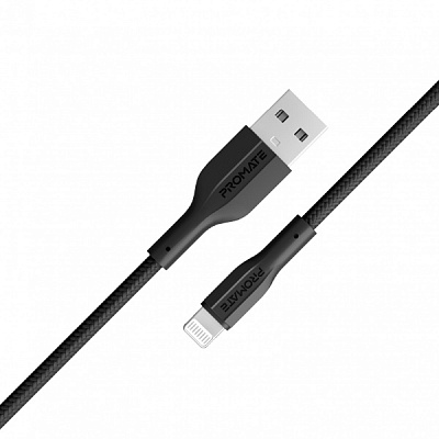 Кабель Promate xCord-Ai USB to Lightning 2А 1 м 1 м чорний (xcord-ai.black)