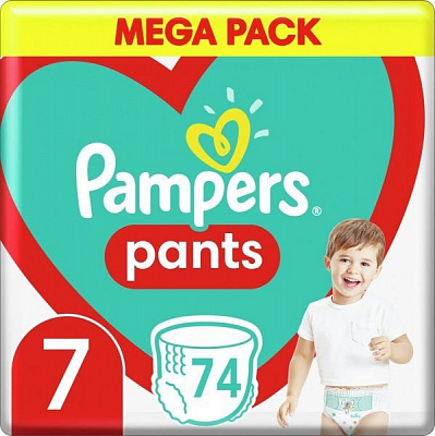 Подгузники-трусики Pampers Pants Размер 7 (17+ кг) 74 шт.